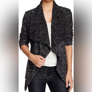 BNCI by Blanc Noir Women's Long Tweed Open Drape Cascade Black Tweed, Small